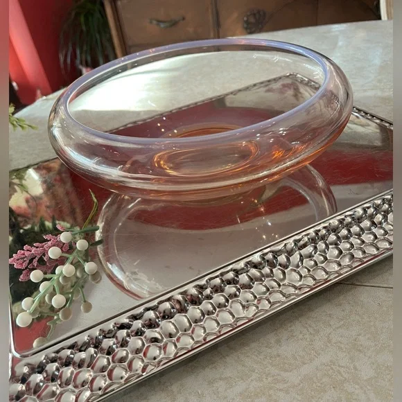 FOSTORIA SEASCAPE OPALESCENT PINK Floating Bowl 8½” to 10½” Rim 1959-70